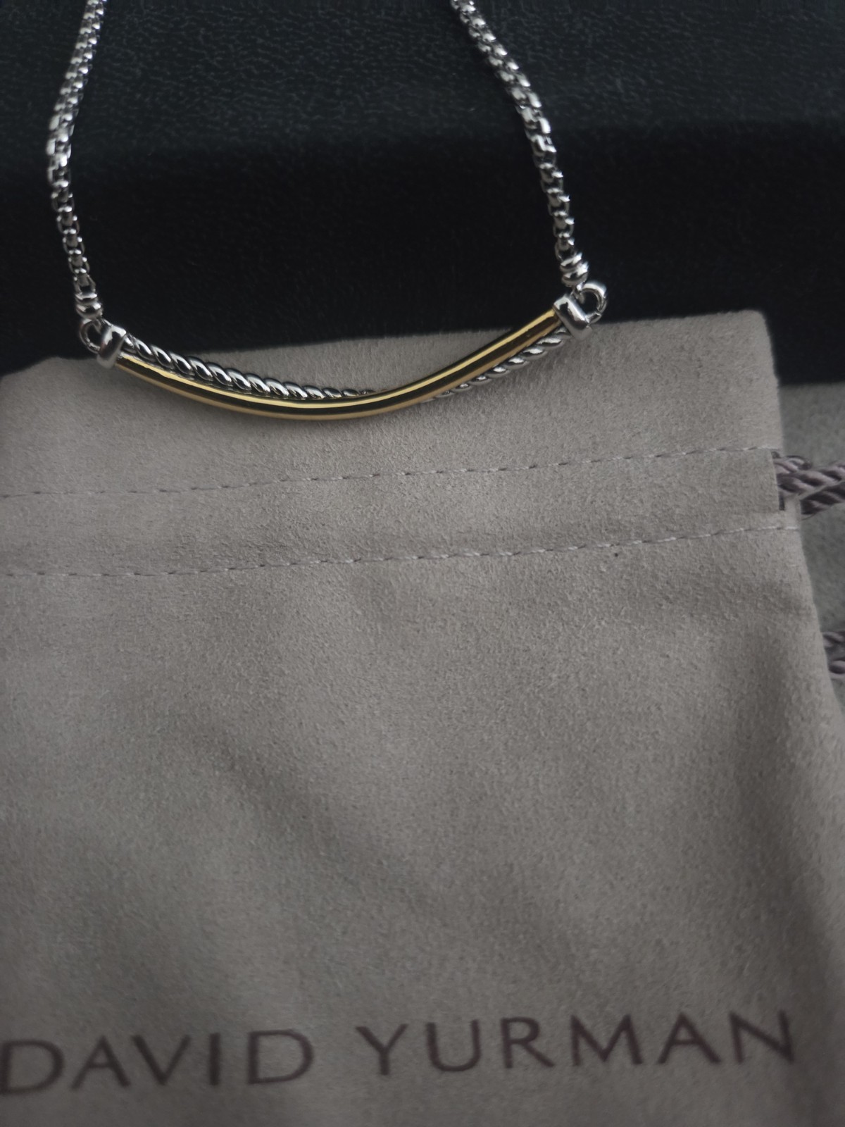 David Yurman Crossover Bar Necklace with Gold Chain 22” Adjustable