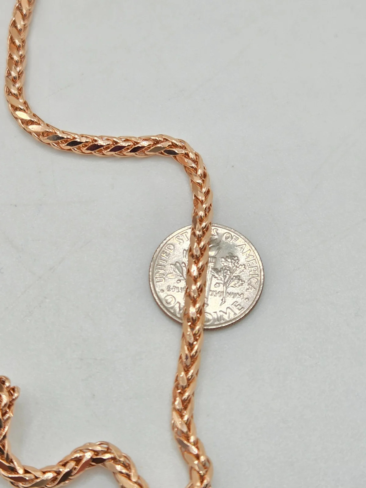 10K Rose Gold Franco Wheat Chain 24 inch x 3.2mm x 2.9 mm Lobster Clasp