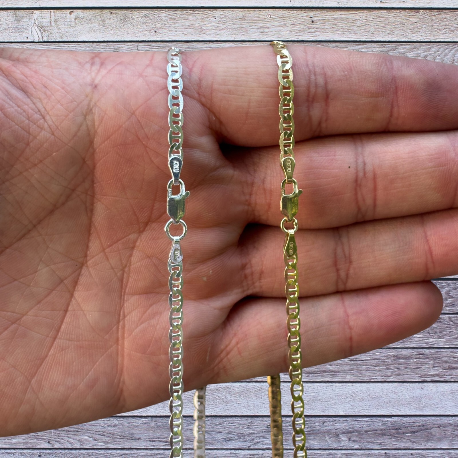 3mm Mariner Chain Necklace – Real Solid 925 Sterling Silver Or 14k Gold Vermeil