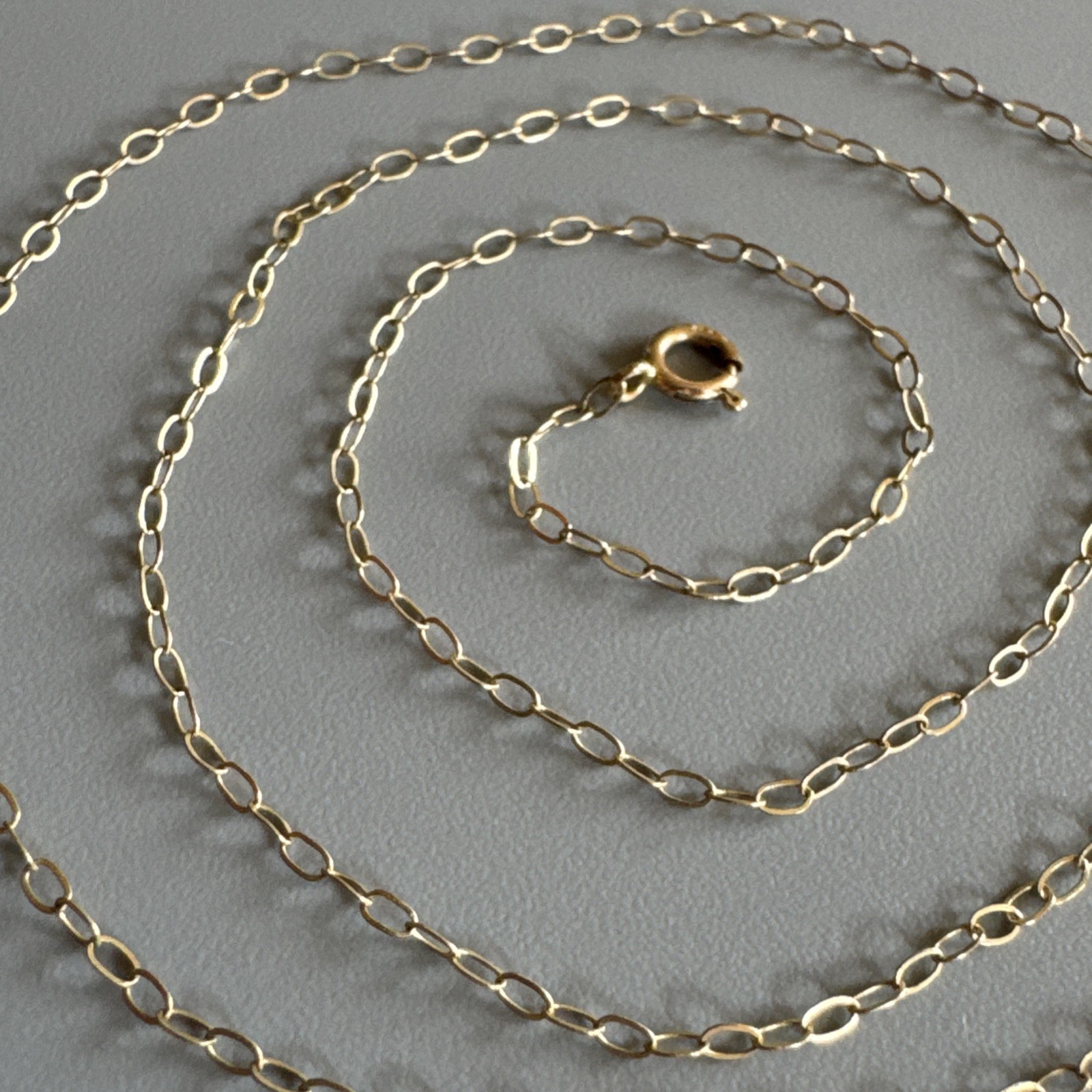 9ct Yellow Gold 375 Fine 1.3mm Oval Link Cable Chain Necklace 16” XRF Tested