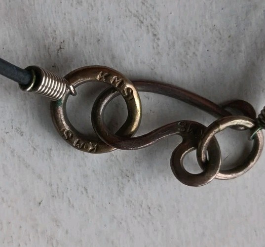 Vintage KMS Pendant Charm Necklace Hippie Boho Hipster Signed