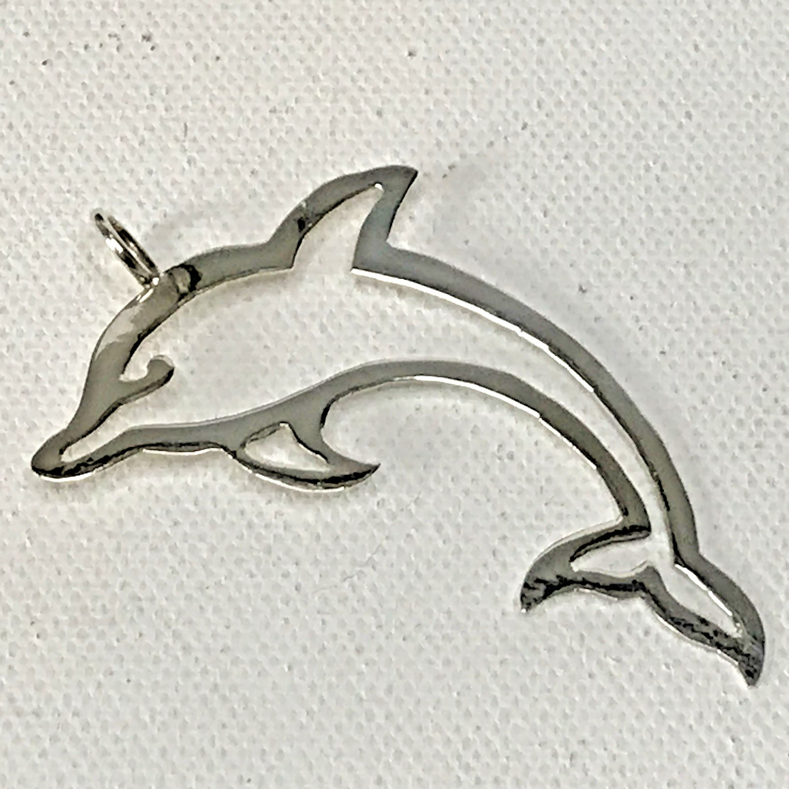 .925 Sterling Silver Dolphins Cutout Pendant 2grams