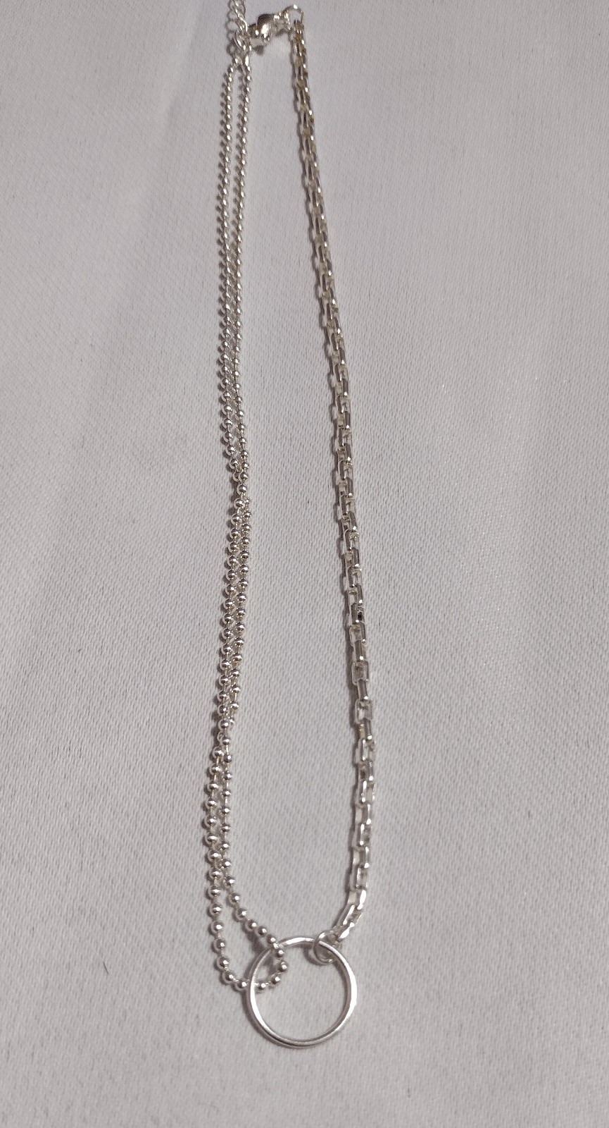 Fun Sterling Silver 12″ (3.5′ Ext) Choker Necklace Dual Style – Paperclip & Bead