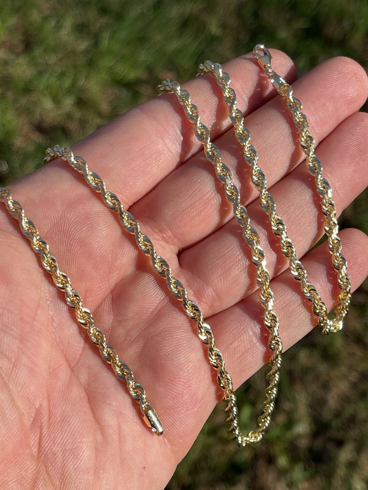 Men’s Women’s Real 10k Yellow Gold Solid Rope Chain Necklace 1.5mm-6mm