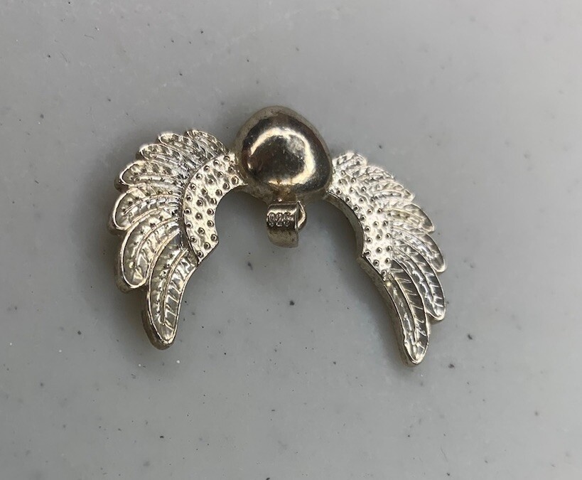 Used 925 Sterling Silver Heart With Wings Pendant, Unbranded – 5.5 grams