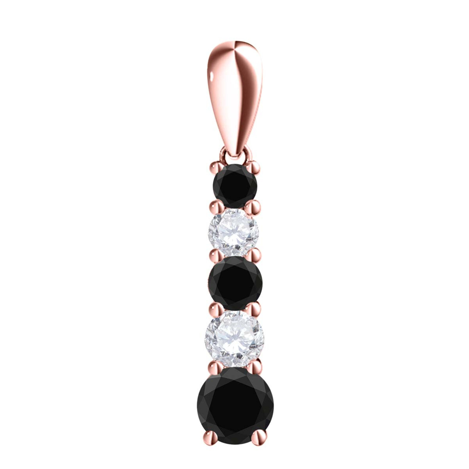 0.75 Carat Natural Black & White Diamond Pendant Necklace for Women in 10K Gold