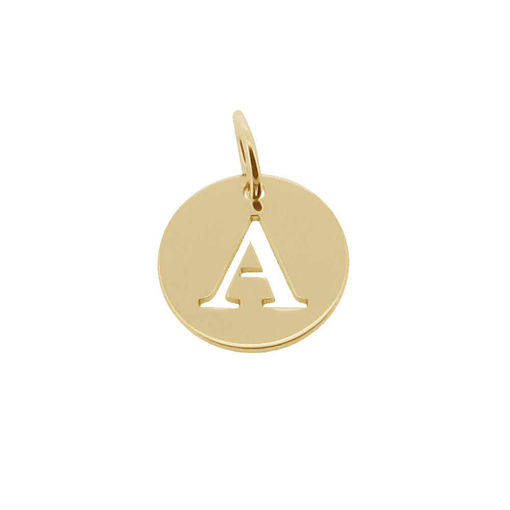 9ct Gold Plated Personalised Cut Out Any Initial Letter Pendant A-Z Disc Charm