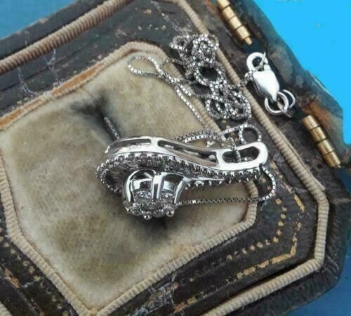 2Ct Round Cut VVS1/D Diamond Cluster Pendant 14k White Gold Over “18 Free Chain