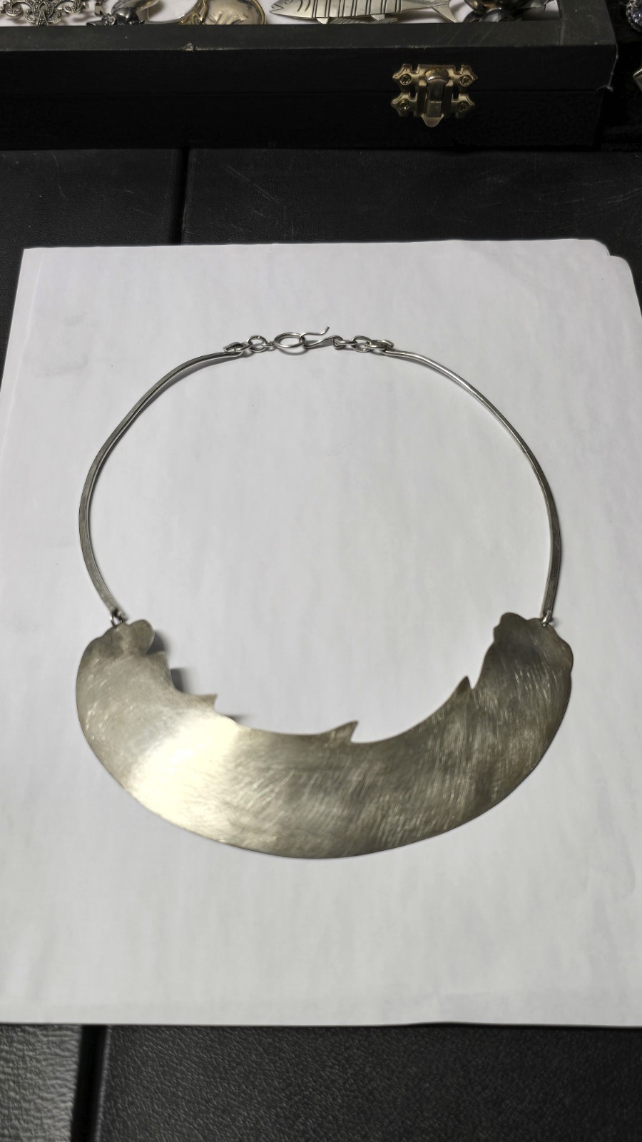 Sterling Silver Balaam Monica Zamora Modernist Bib Necklace 16.5″ Toggle Clasp