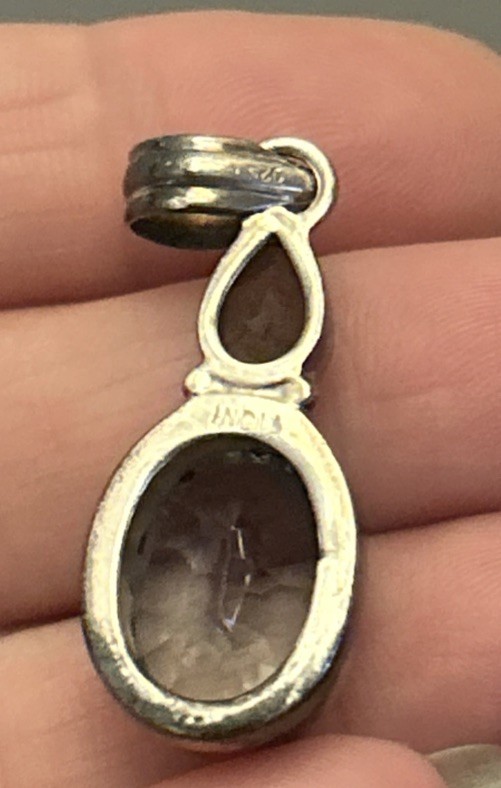 Vintage India sterling silver labradorite Mystic topaz pendant