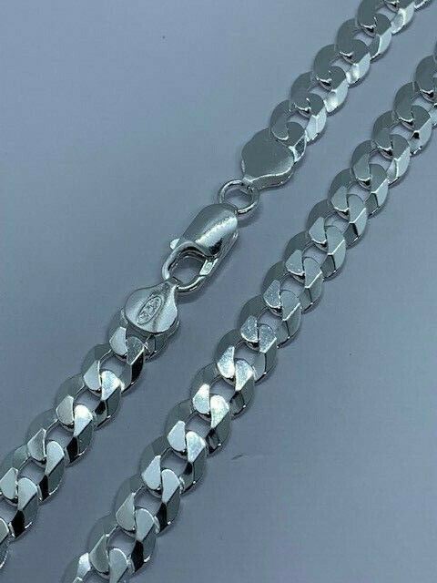Sterling Silver 8.5mm Classic Flat Curb Chain 28″ / 70cm Neck Chain (1354)