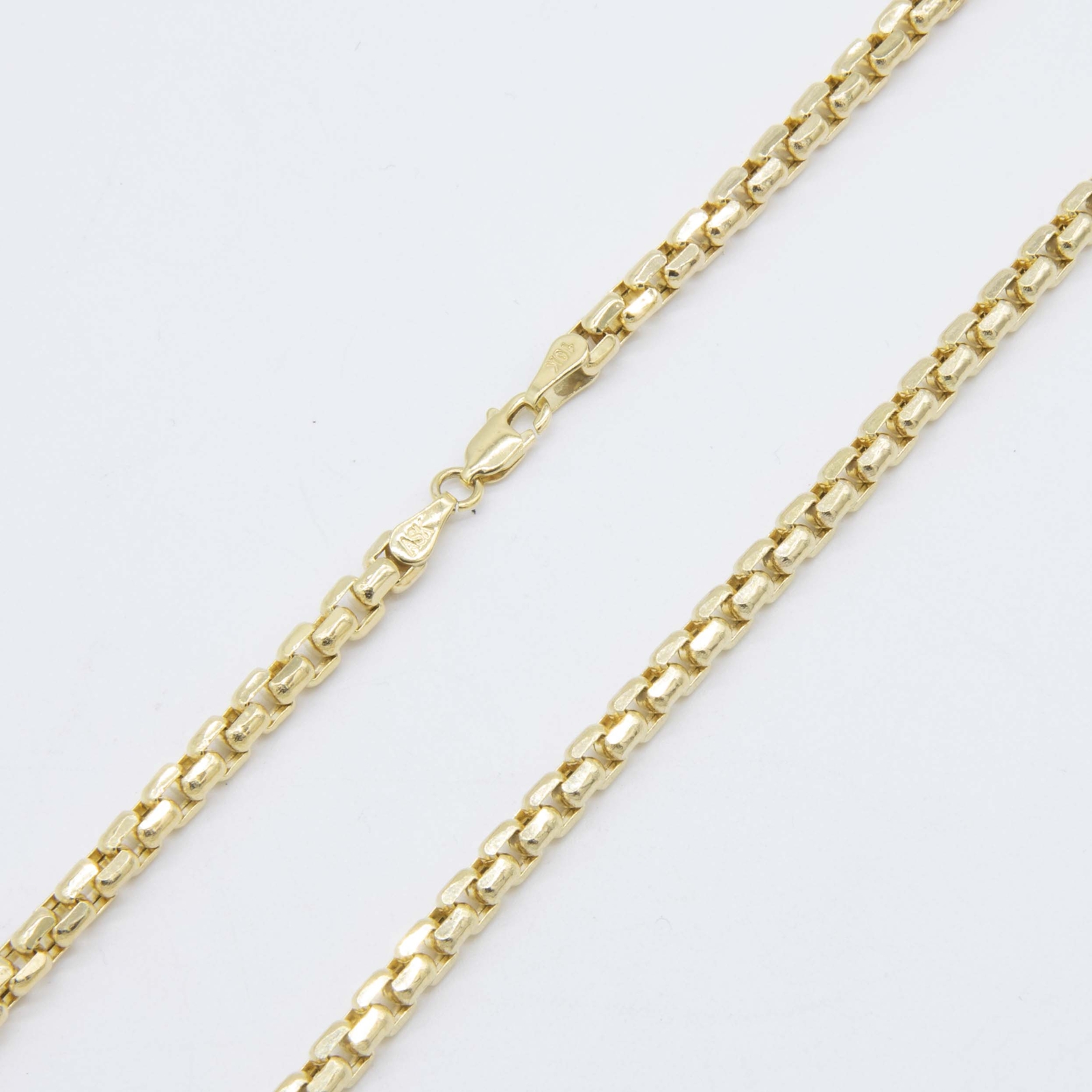 4mm Round Box Link Chain Necklace Real 10K Yellow Gold All Sizes