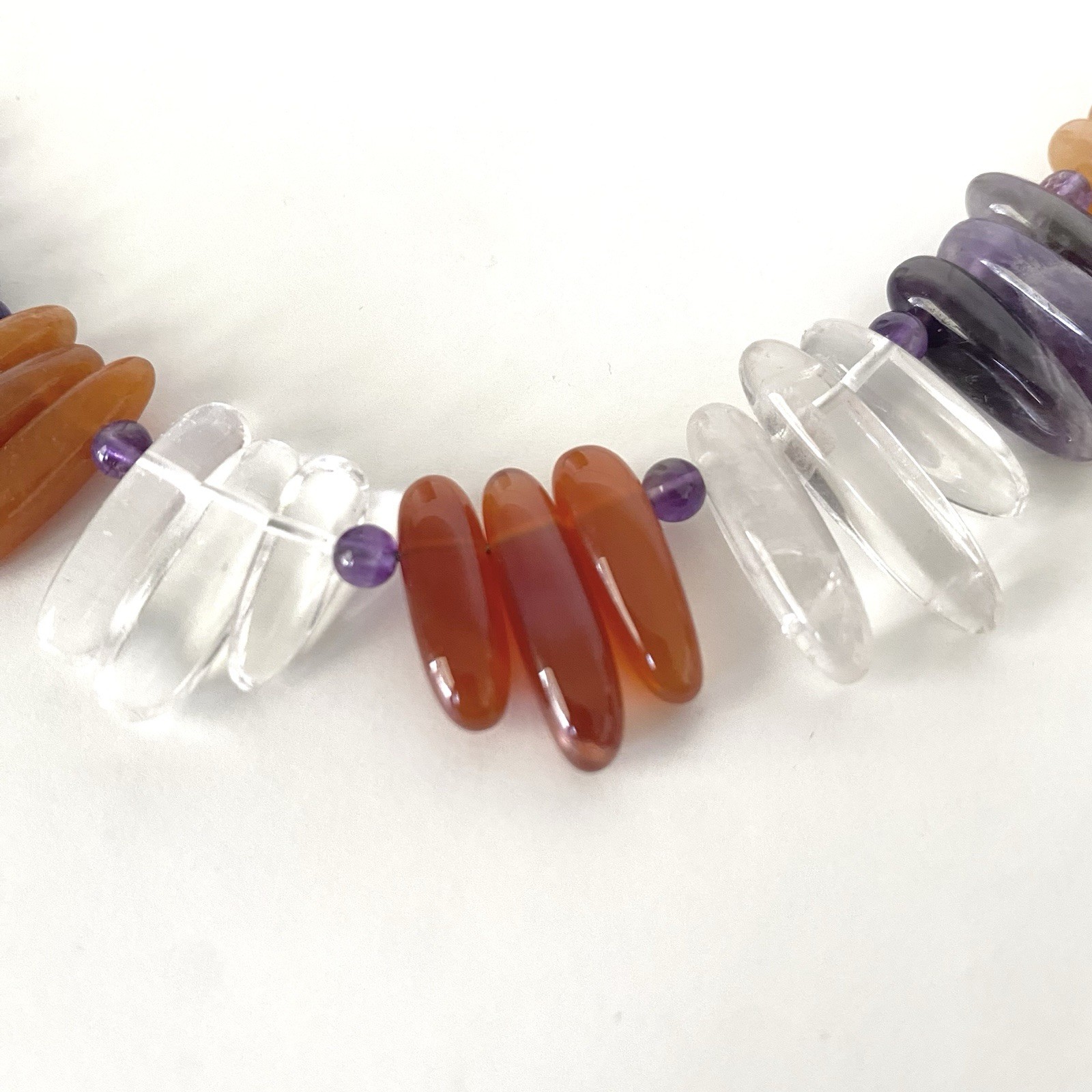 Jay King DTR Amethyst Carnelian Clear Quartz Claw Shard Necklace Estate Sterling