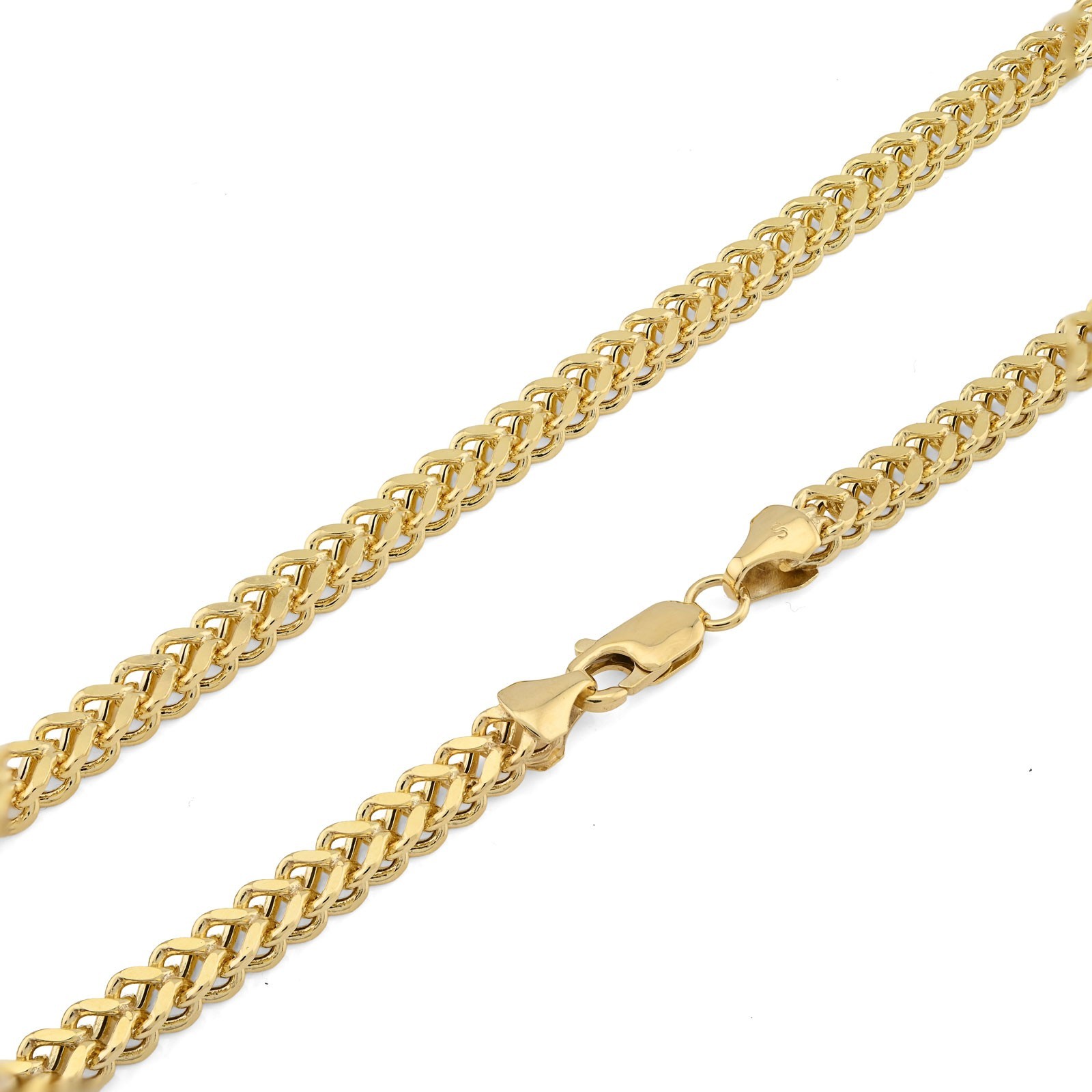 4MM Mens Franco Chain 14.3gms Necklace 1/10th 10k Gold Bonded 925 Silver 22 Inch
