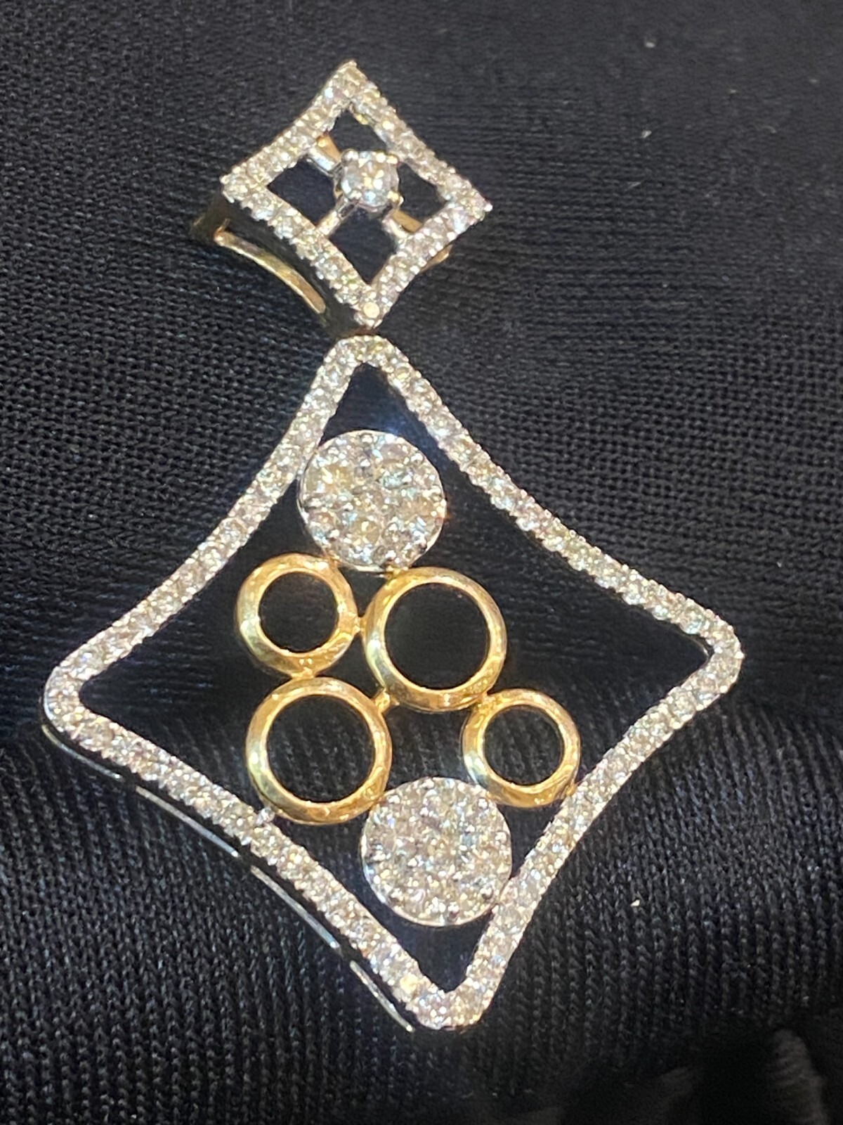 Pave 1.22 Cts Round Brilliant Cut Natural Diamond Pendant In 14K Gold