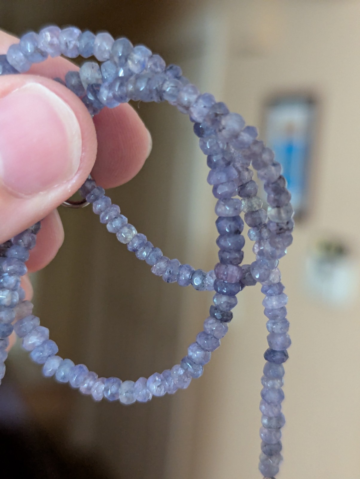 light blue Tanzanite Necklace (broken/impartial metal end) 18.26 in