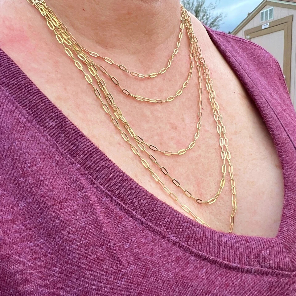 14K Yellow Gold 2.5mm Paperclip Link Chain Necklace, 20”