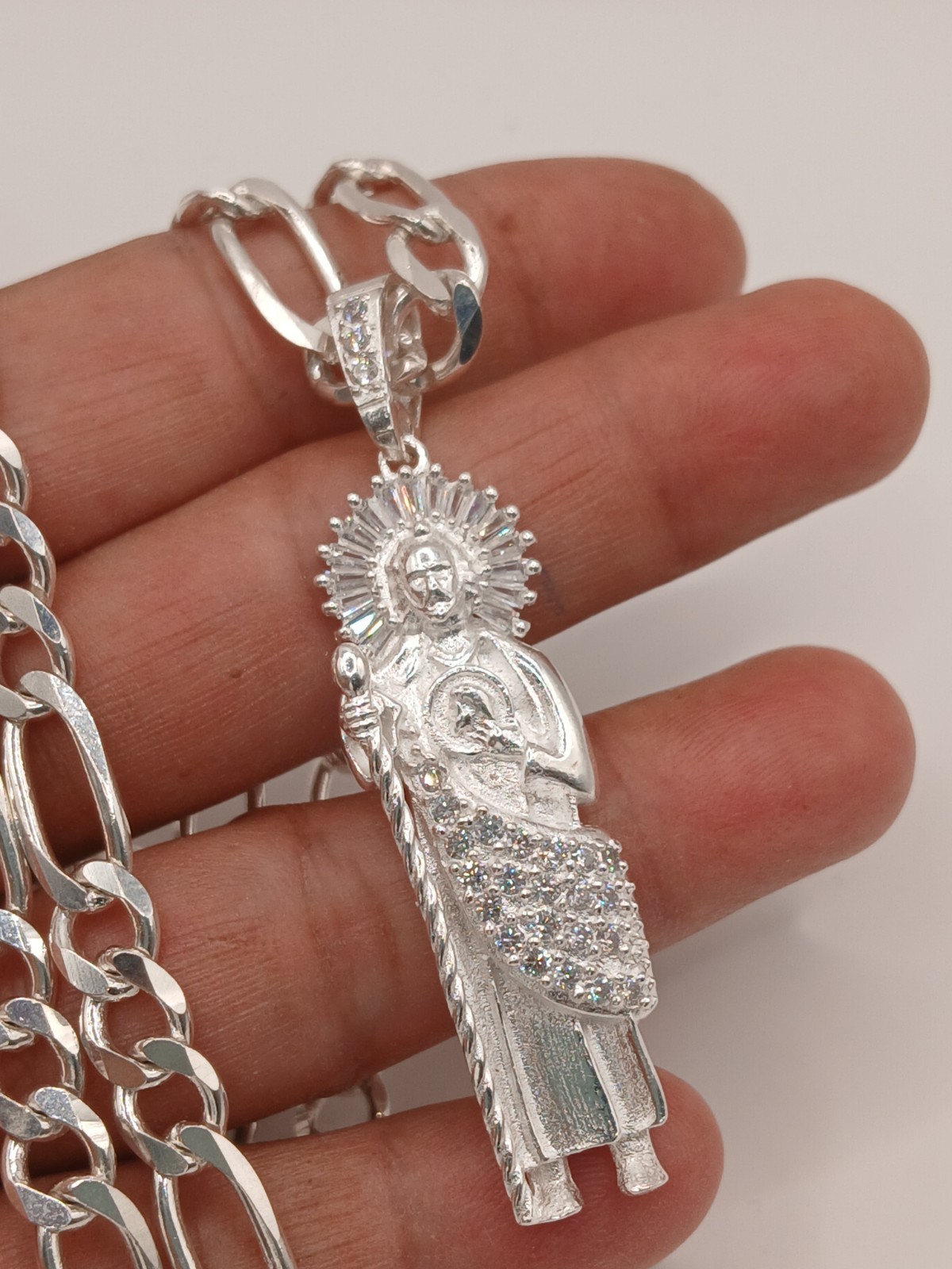925 Sterling Silver Men’s Women’s BIG St Jude Thaddeus San Judas Tadeo Pendant