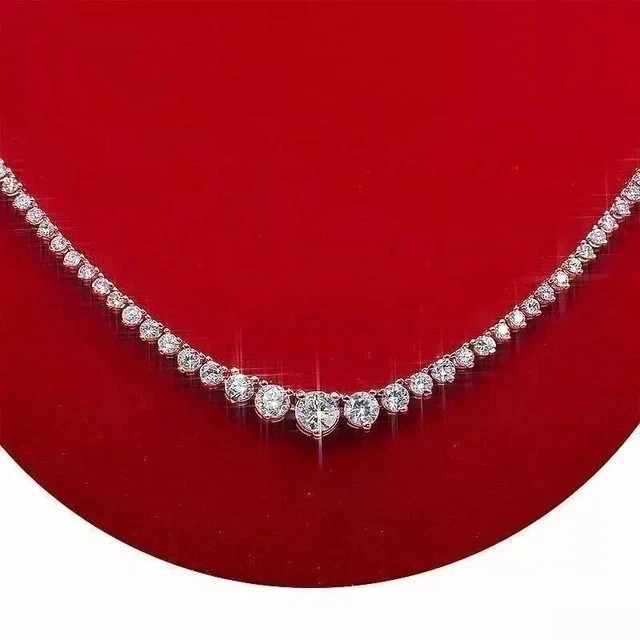 15Ct Round Cut Lab Created Diamond Women’s Tennis Necklace 14K White Gold Plated