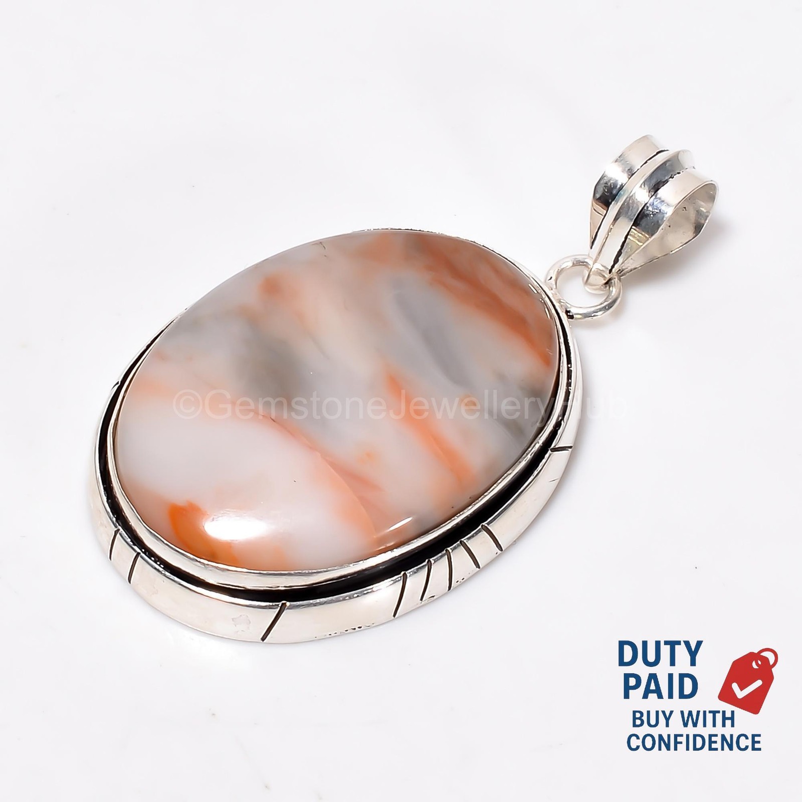 Genuine Red Calcite Sterling Silver Birthday Unique Engagement Wedding Pendant