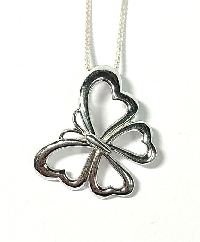 Sterling Silver Open Butterfly Pendant with Thin Box Link Necklace