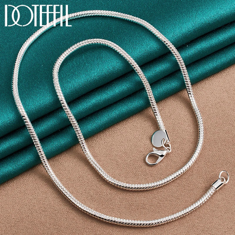 925 Sterling Silver 16/18/20/24/22/24/26/30 Inch 3mm Snake Chain