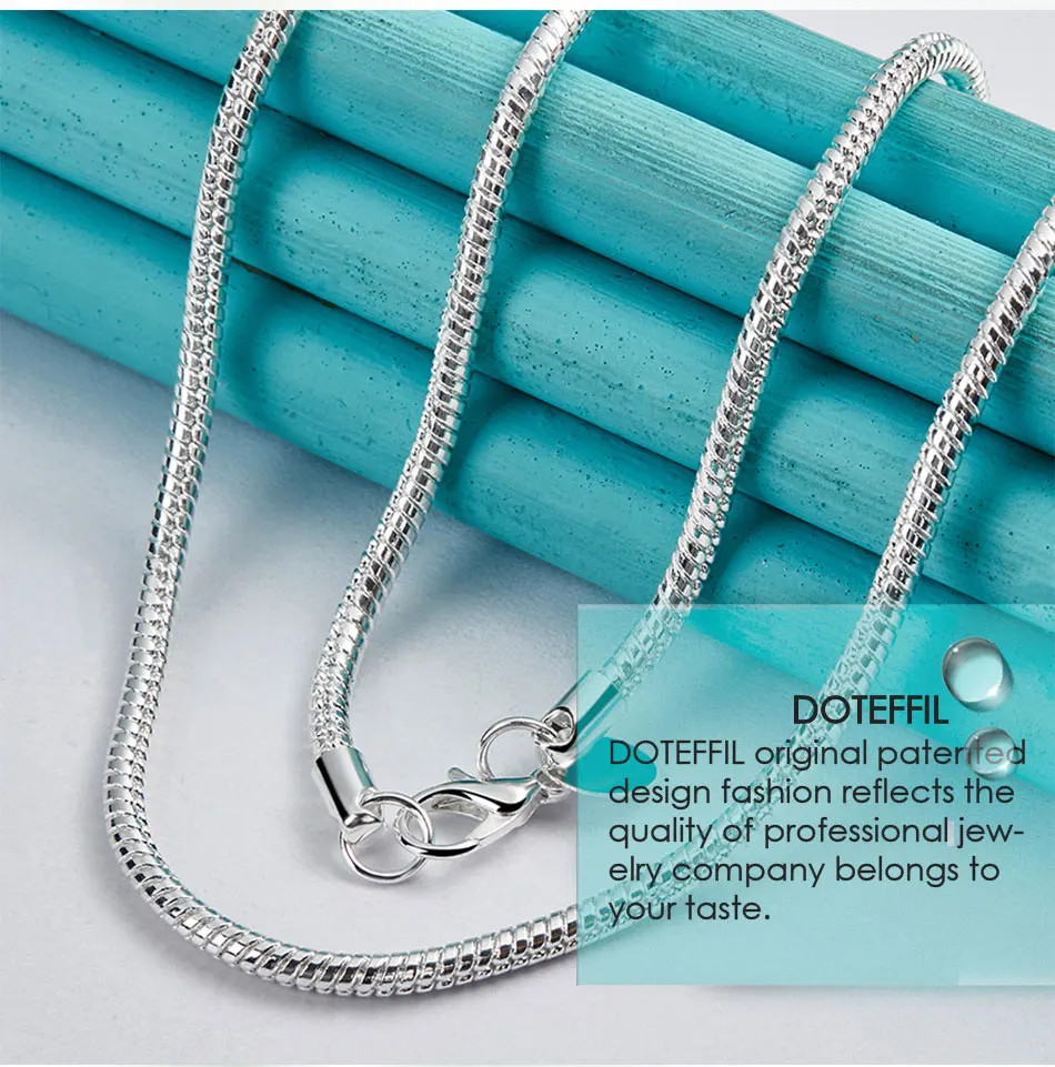 925 Sterling Silver 16/18/20/24/22/24/26/30 Inch 3mm Snake Chain