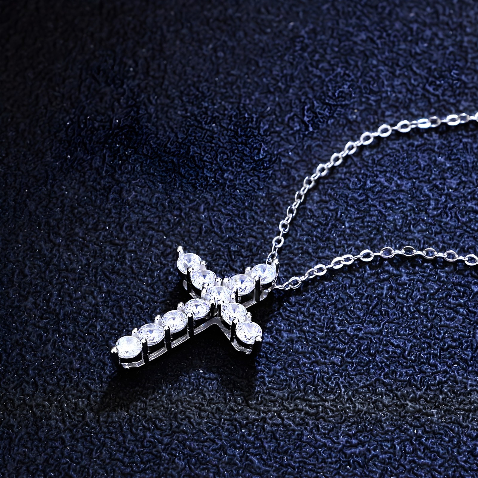 Moissanite Cross Pendant Necklace | 925 Sterling Silver-GRA Certified