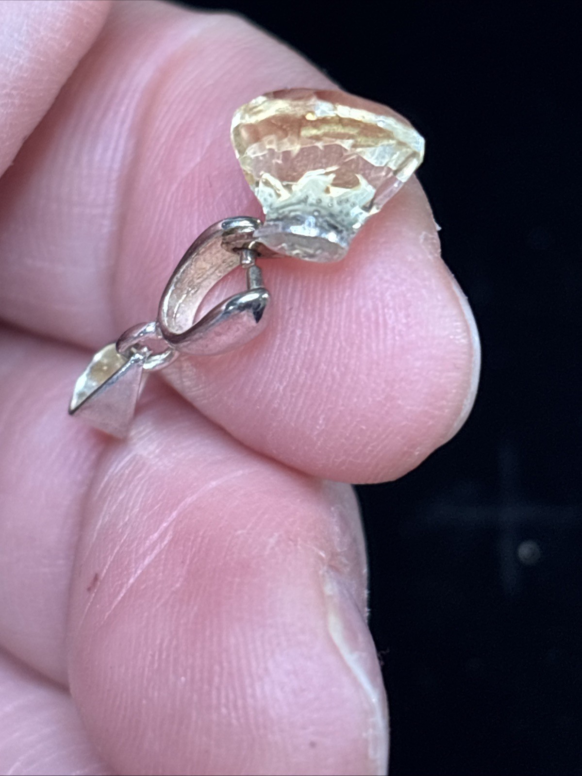 Artisan Sterling Silver Plated Bail And Approx 3 Carat Citrine Solitaire Pendant