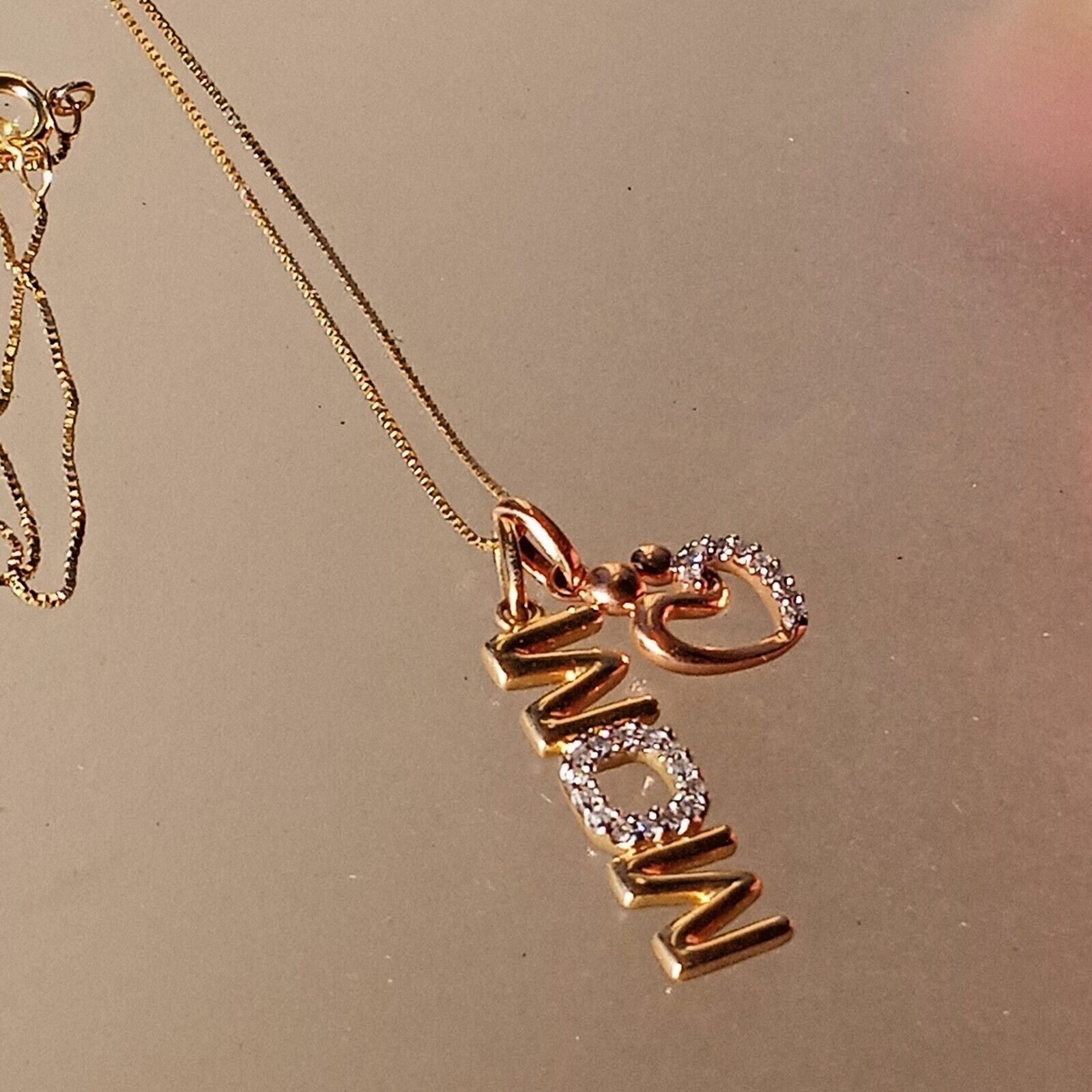 Diamond Mom with Heart Mother & Child Pendant Rose Gold Yellow Gold 10kt
