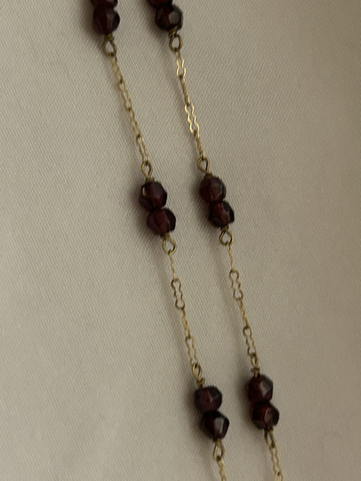 Vintage 10K, Gold Bohemian Garnet Lavalier Y-Necklace Matching Cluster Charm