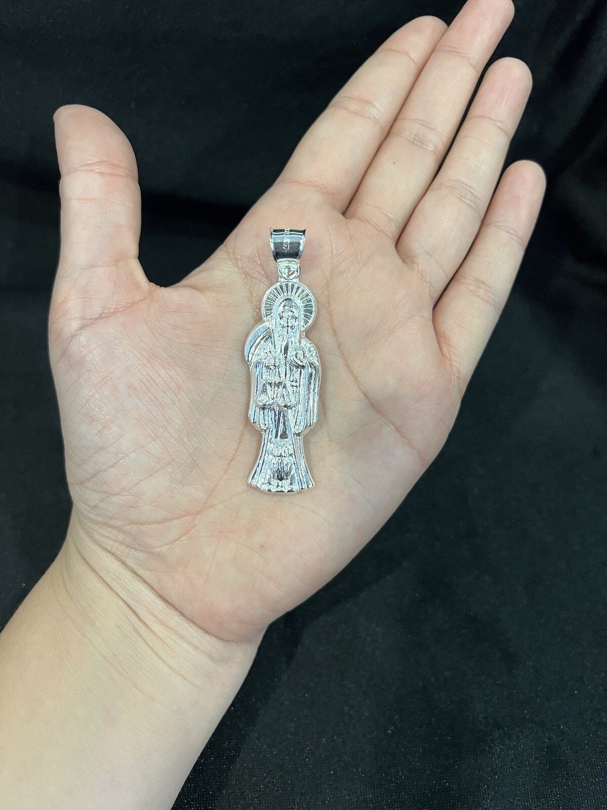925 Sterling Silver Men’s Women’s Santa Muerte Grim Reaper Holy Death Pendant