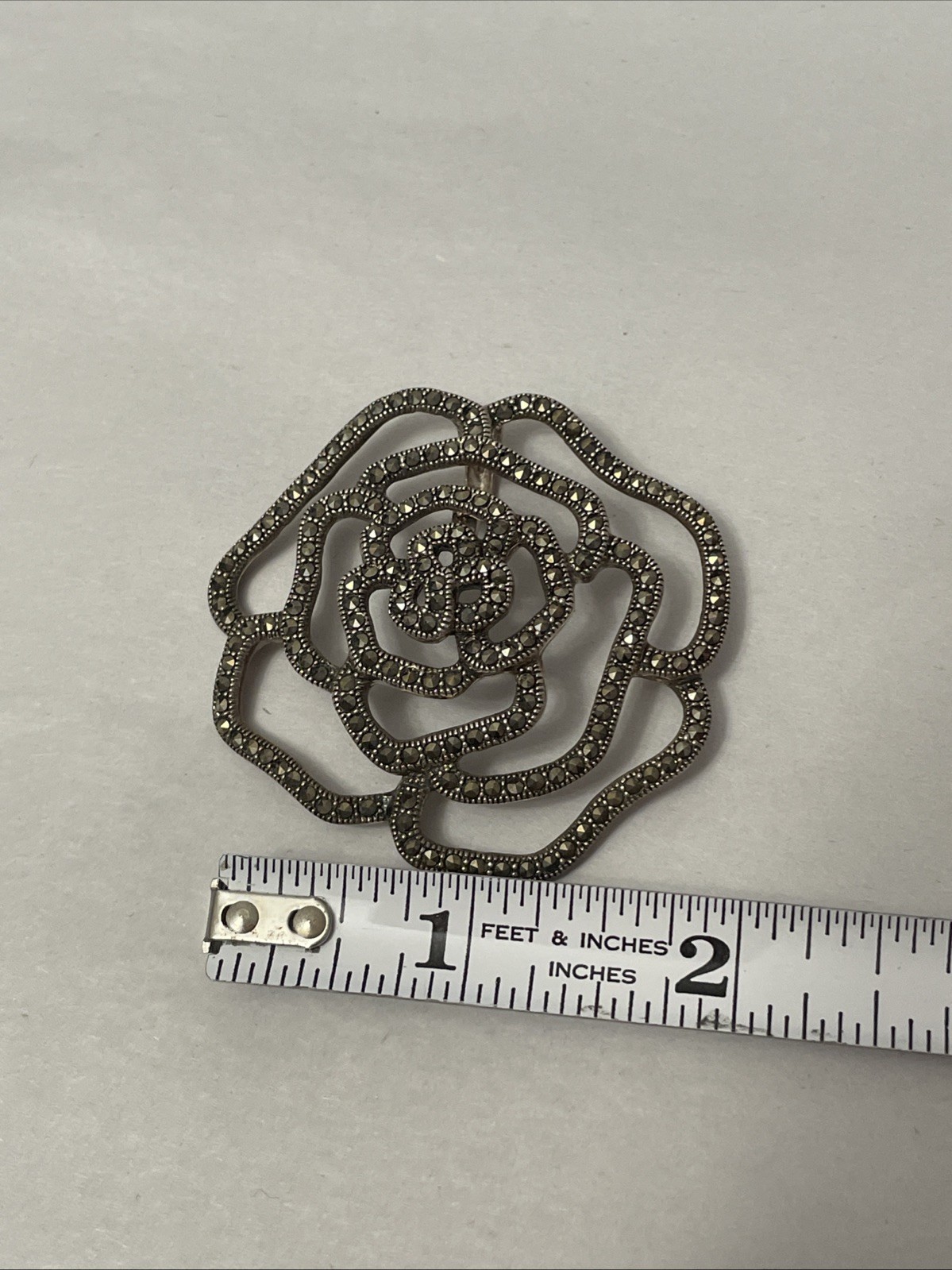 Sterling Silver Marcasite Flower Pendant