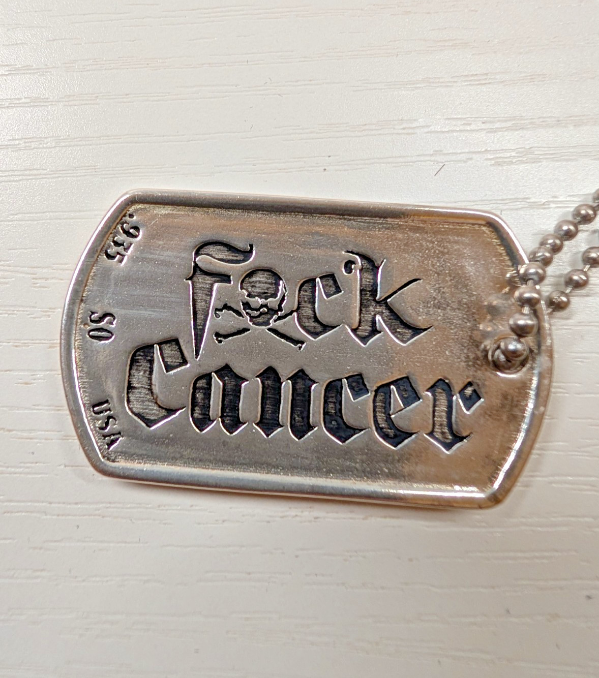 Speakeasy Original Fxck Cancer .935 Silver Heavy 1oz Dog Tag Pendant 22/25