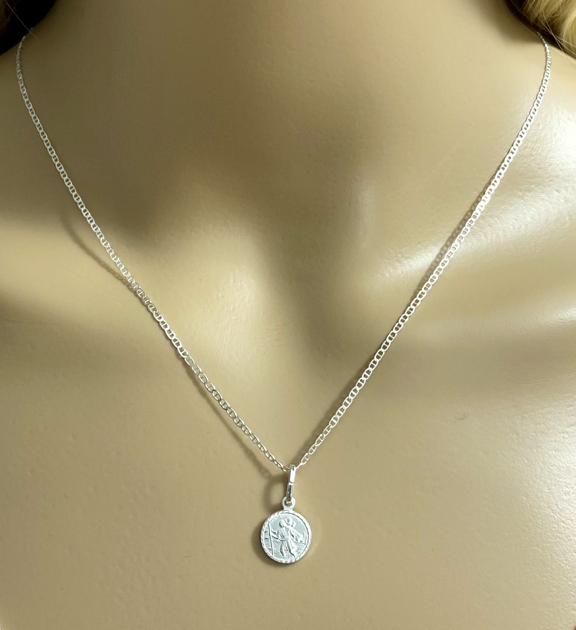 925 Sterling Silver 10mm Saint Christopher San Cristobal Medal Pendant – P165