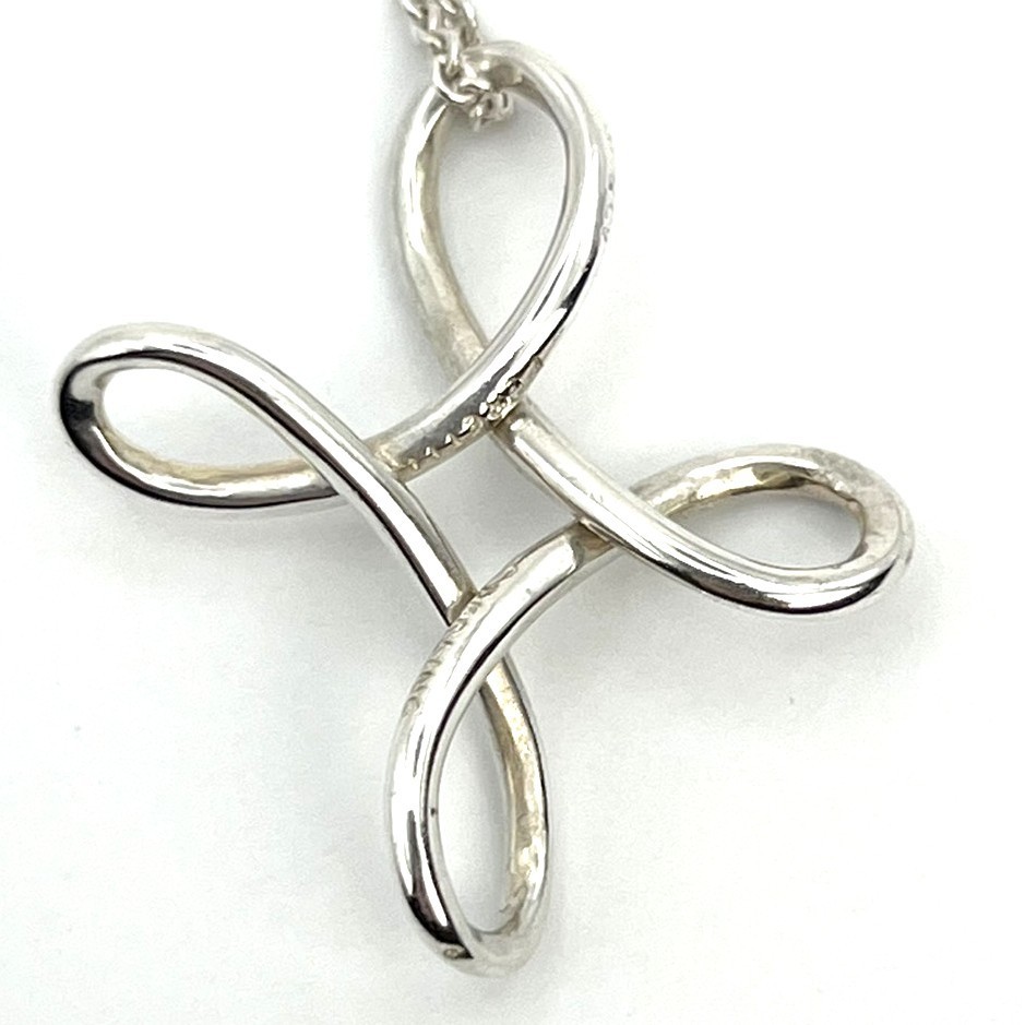 Tiffany & Co. Infinity Cross Pendant Long Necklace 925 Sterling Silver Japan