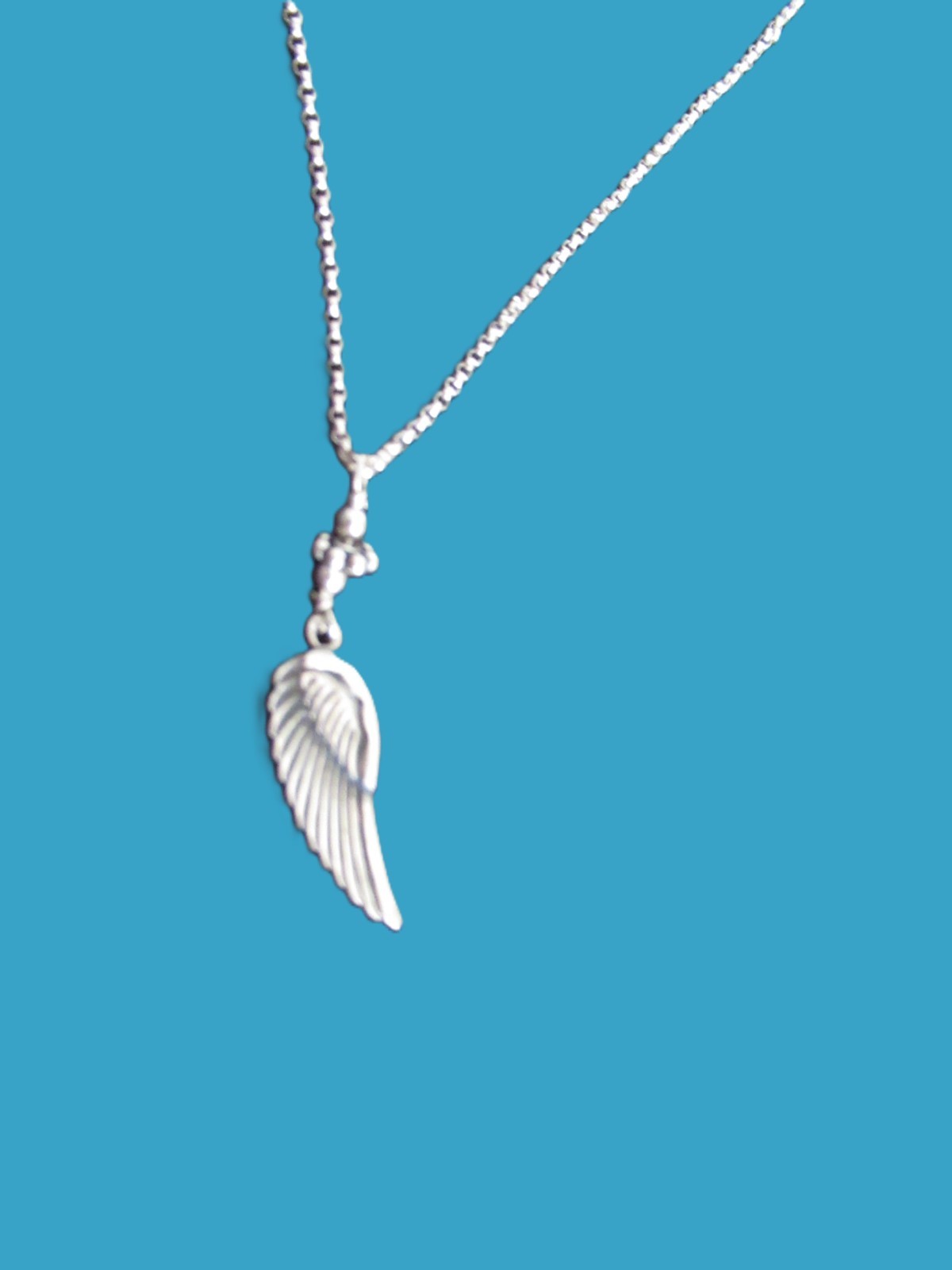 single Angel Wing pendant Necklace Sterling Silver 18″ Chain 925