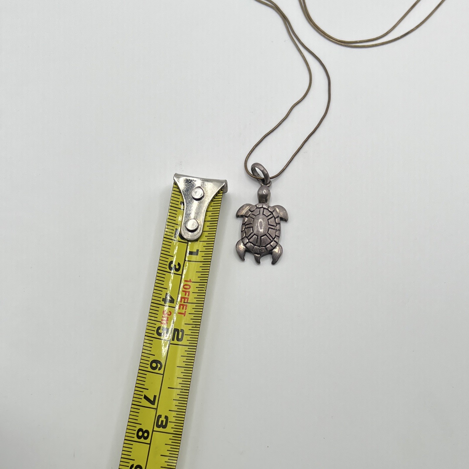 Vintage .925 Sterling Silver Sea Turtle Pendant 18” Rope Chain Necklace 5.9g