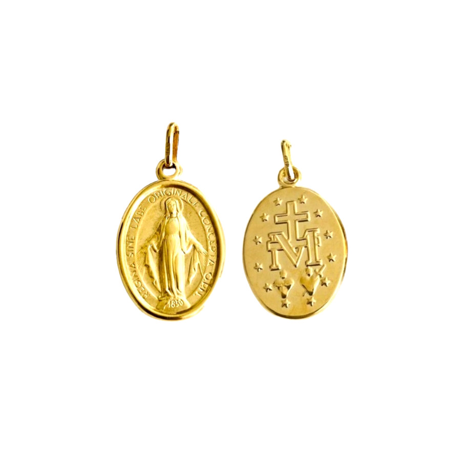 14K GOLD MIRACULOUS VIRGIN MARY MEDAL, 14K REAL GOLD MIRACULOUS PENDANT- 14KM