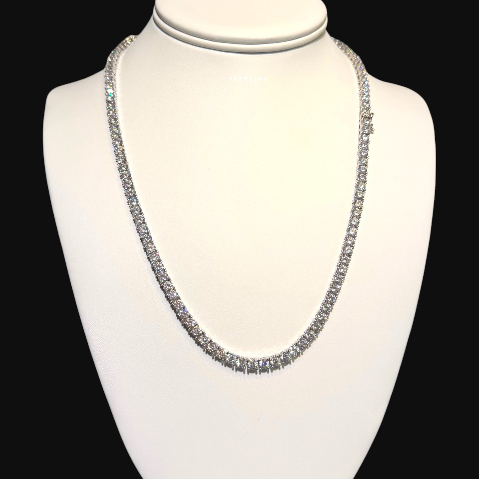 4mm Moissanite Tennis Chain 925 Sterling Silver Pass Tester Necklace 18-24″ Iced