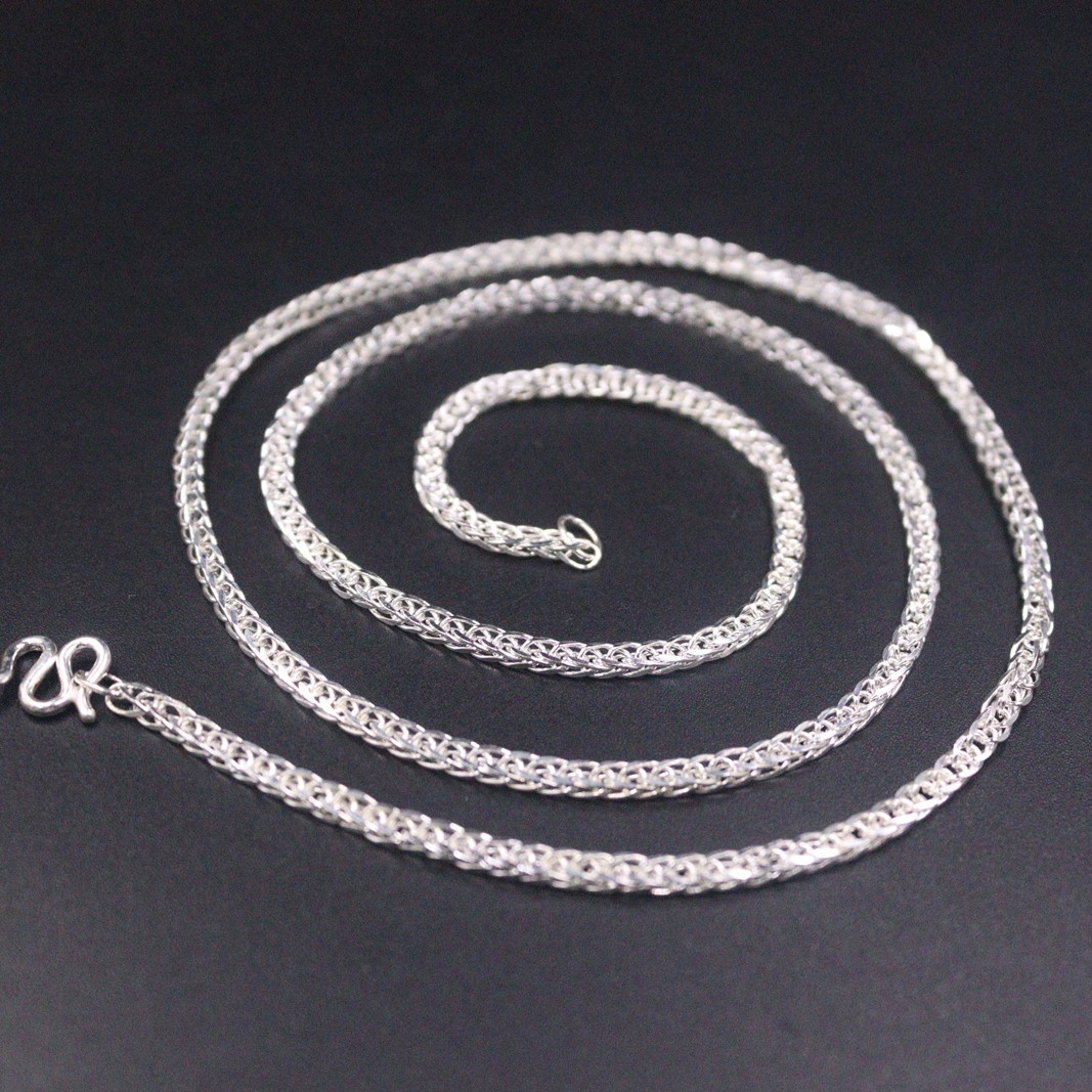 Pure Silver 999 Necklace For Women 2mm Width Wheat Link 22inch Length Chain