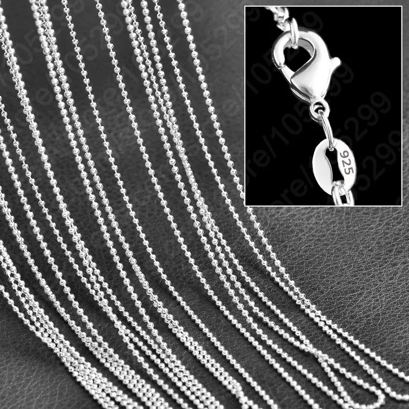 Wholesale 10pcs 925 Sterling Solid Silver 1mm 16inch 24inch Rolo Chain Necklace.