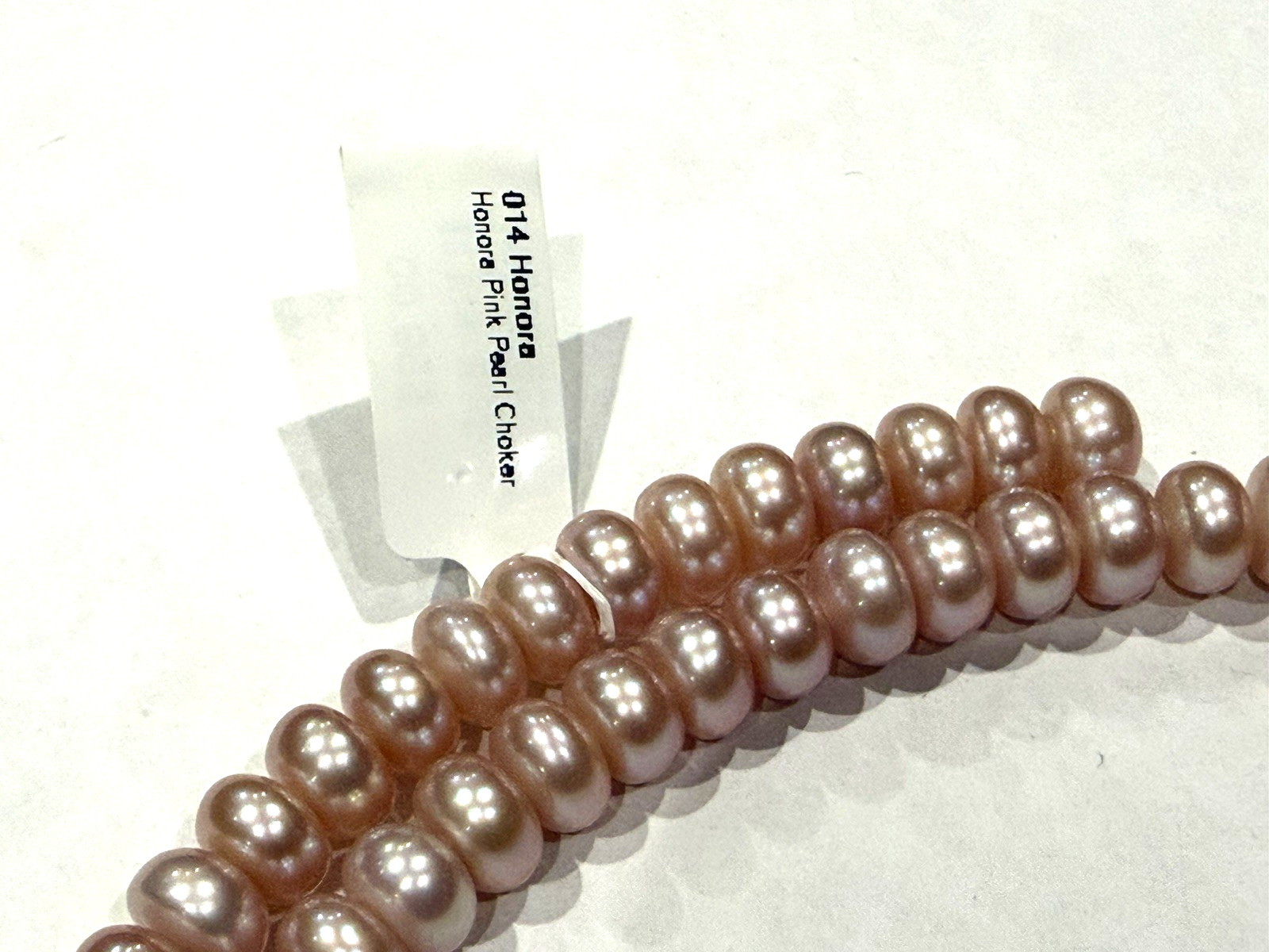 HONORA BUTTON PEARL COIL PINK CHOKER NECKLACE RONDELLE SHAPE O/S NEW NWT