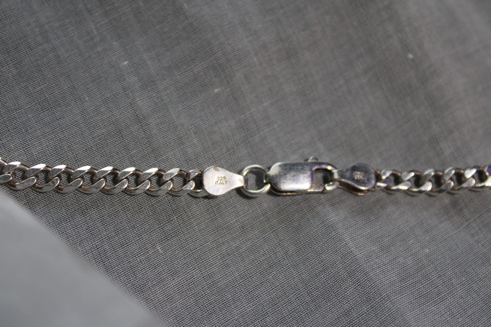 VTG SILVER CURB LINK 5mm Chain Necklace ITALY 20″ Long *~~Very GOOD Quality !