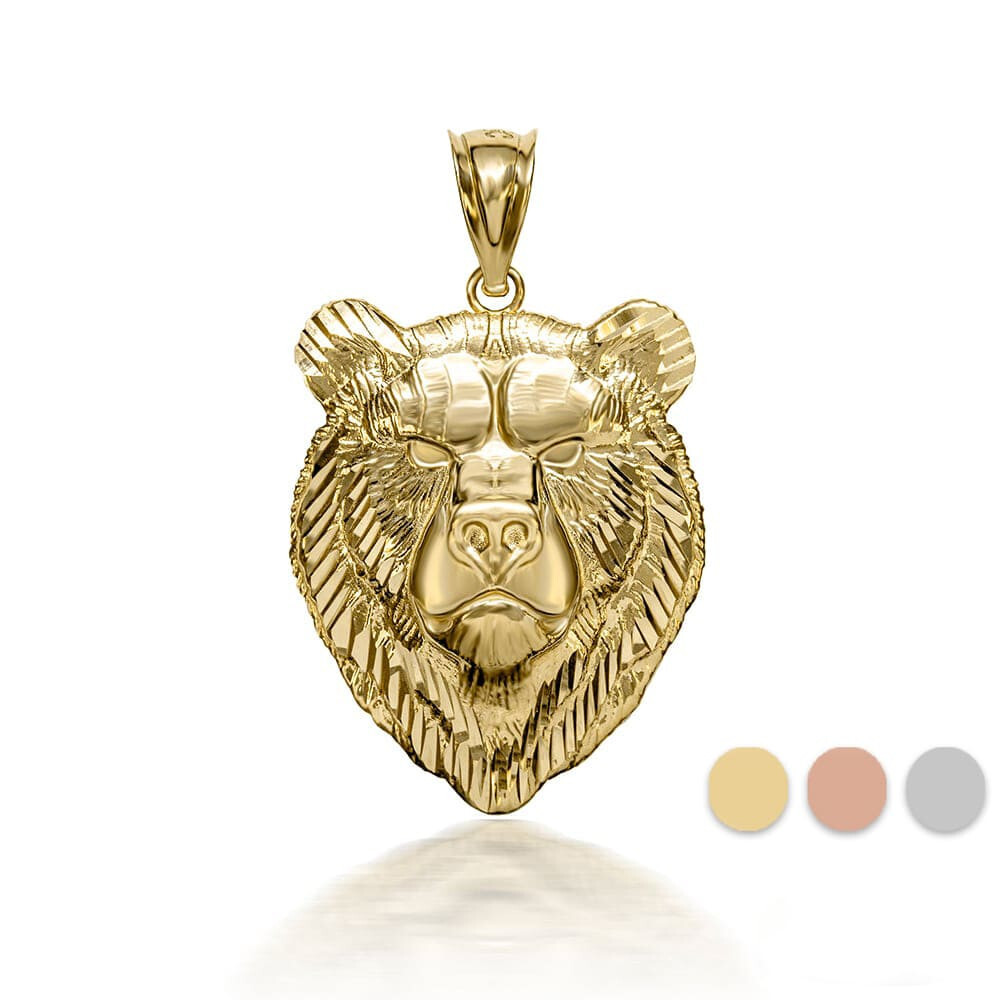 3D Gold Bear Pendant Necklace (Available in Yellow/Rose/White Gold)