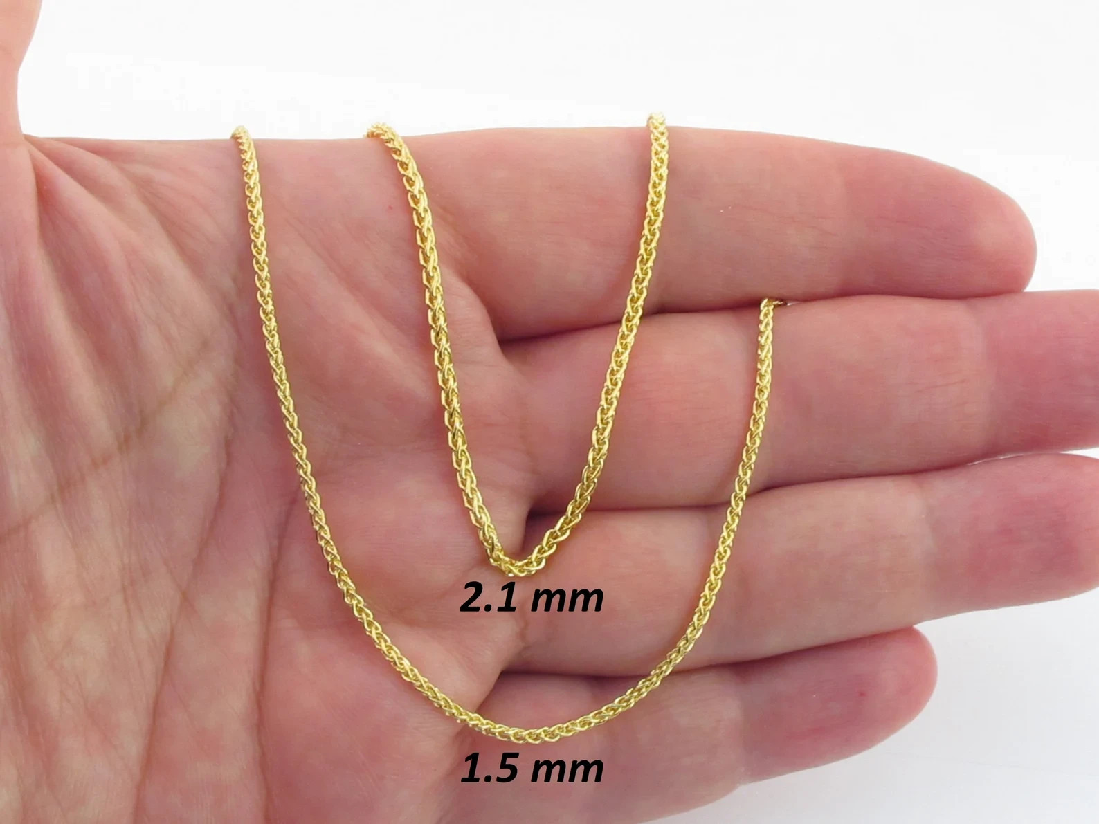 14k Solid Yellow Gold Wheat Chain Necklace ( 16-24 inch )