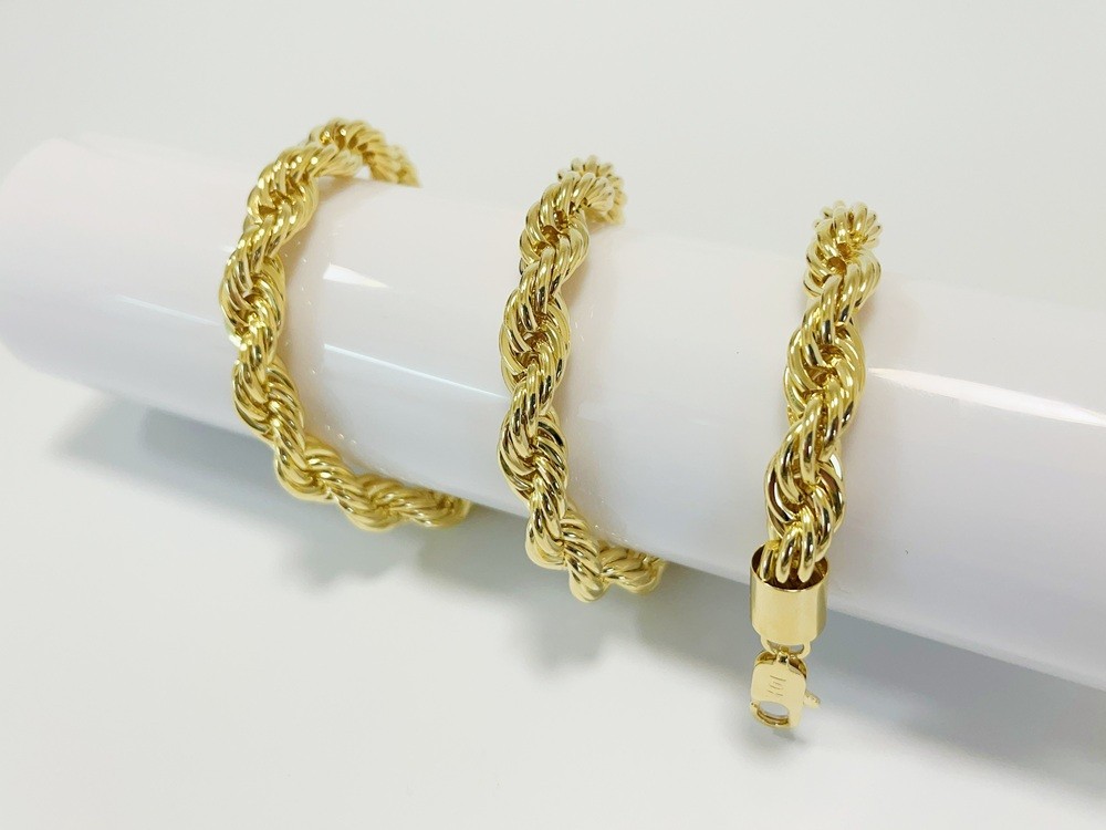 10K Yellow Gold SOLID Rope Chain Necklace Diamond Cut Real Gold 10mm 22inch