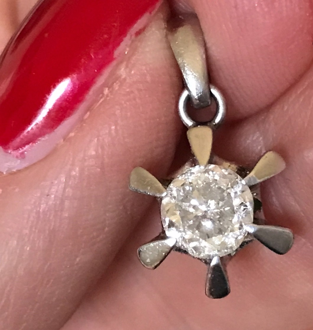 platinum diamond pendant 1ctw 2.99g 11mm white 900 platinum 6 prong natural