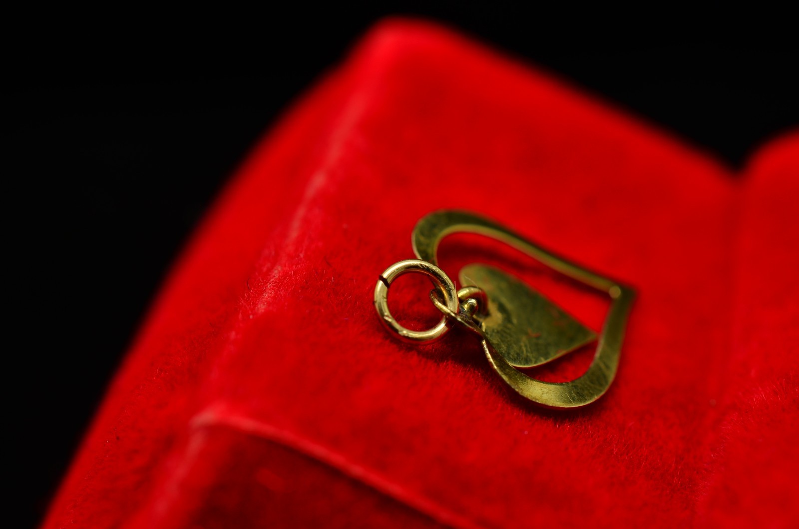 10K Yellow Gold Open Heart w/ Dangling Heart Pendant Charm -Tiny & Lightweight