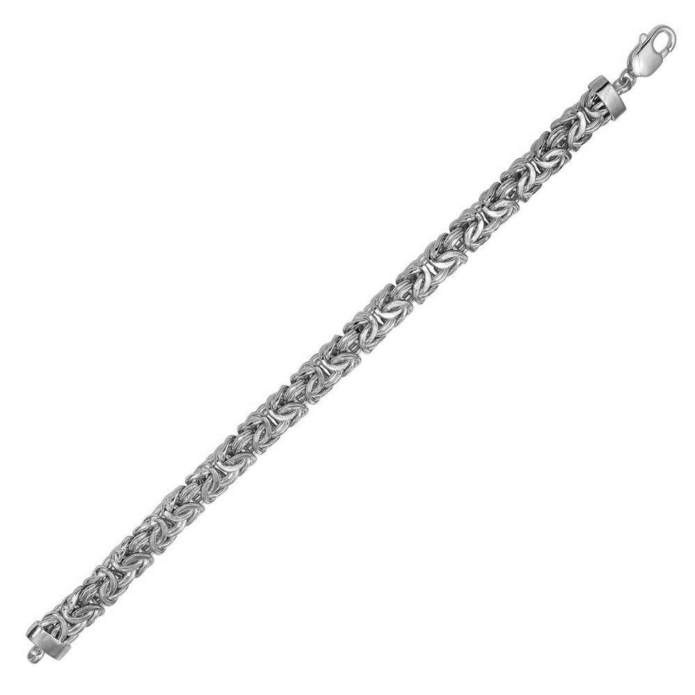 .925 Sterling Silver Anti Tarnish Flat Byzantine 4.2mm-11.1mm Chain Bracelet